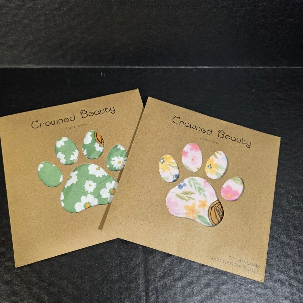 Crowned Beauty Reversible Dog Bandanas Floral 2 Pack X 2 For Small Dogs